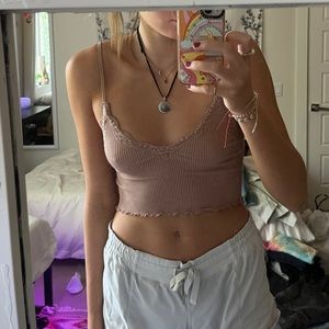 Lace seamless crop cami tank top